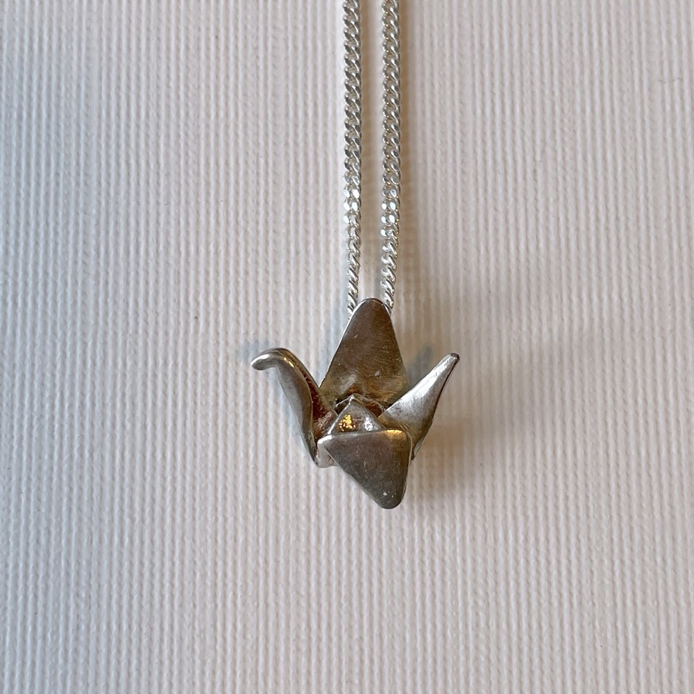 Sterling Silver Origami Swan Necklace